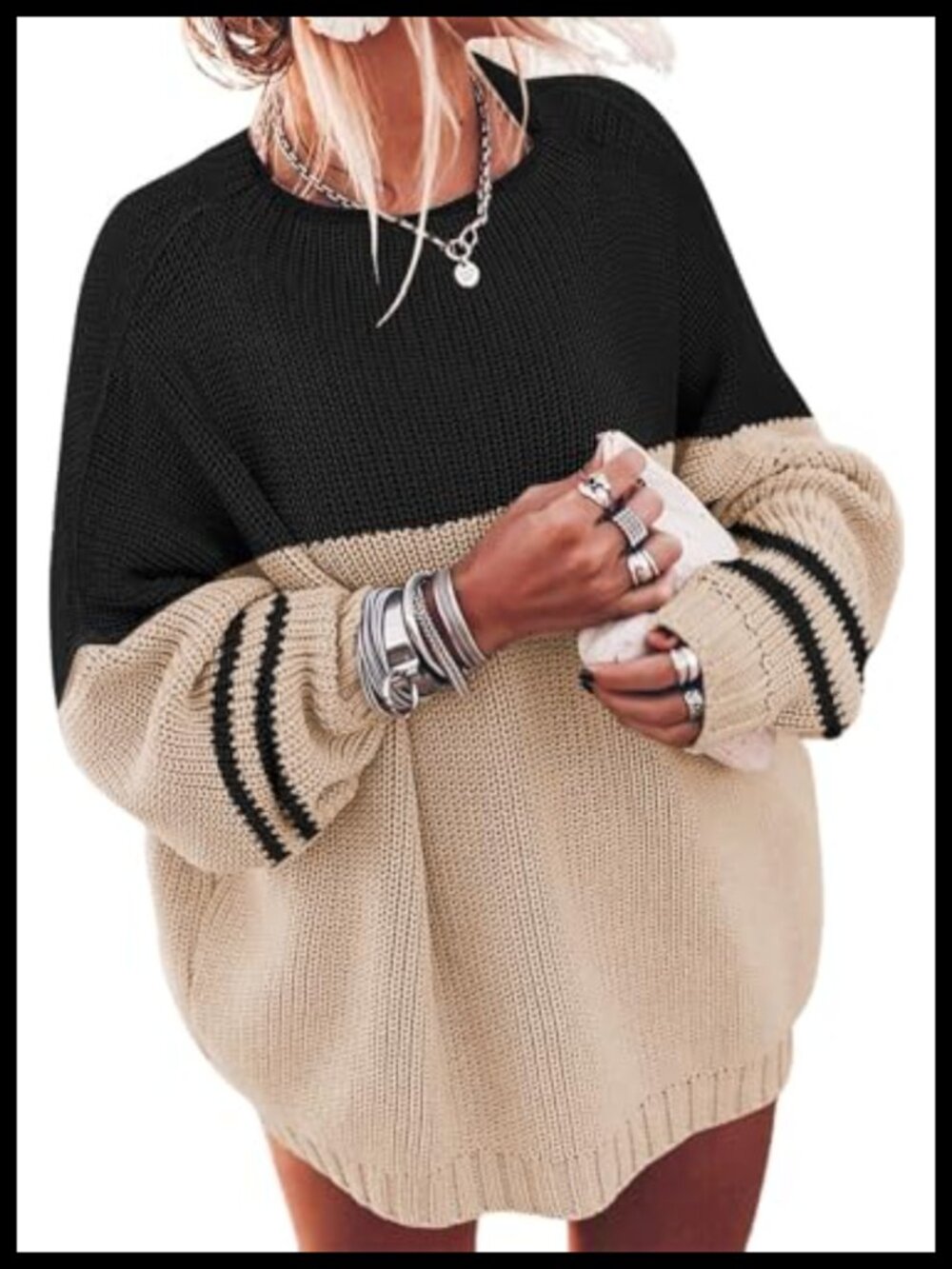 Oversized Chunky Knit Sweater Mock Neck Batwing Long Sleeve Pullover Jumper